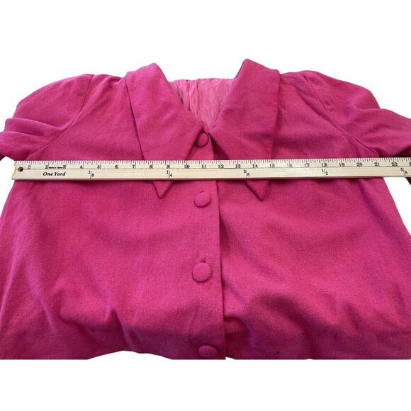 Vintage Hip Length Swing Coat Hot Pink Wool Women’s Size L 3/4 Sleeve - Picture 10 of 11